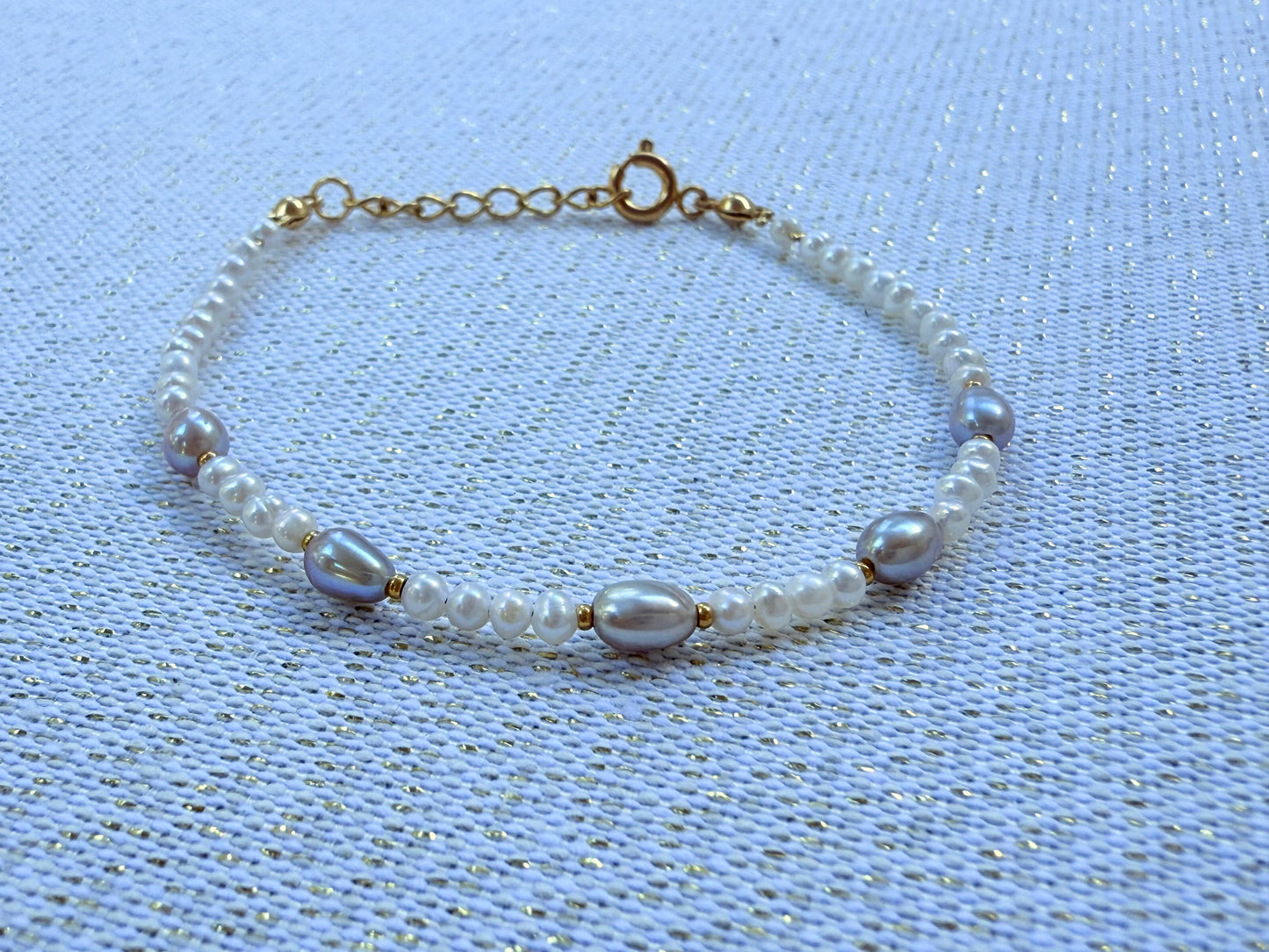 Bracelet perle blanche & grise