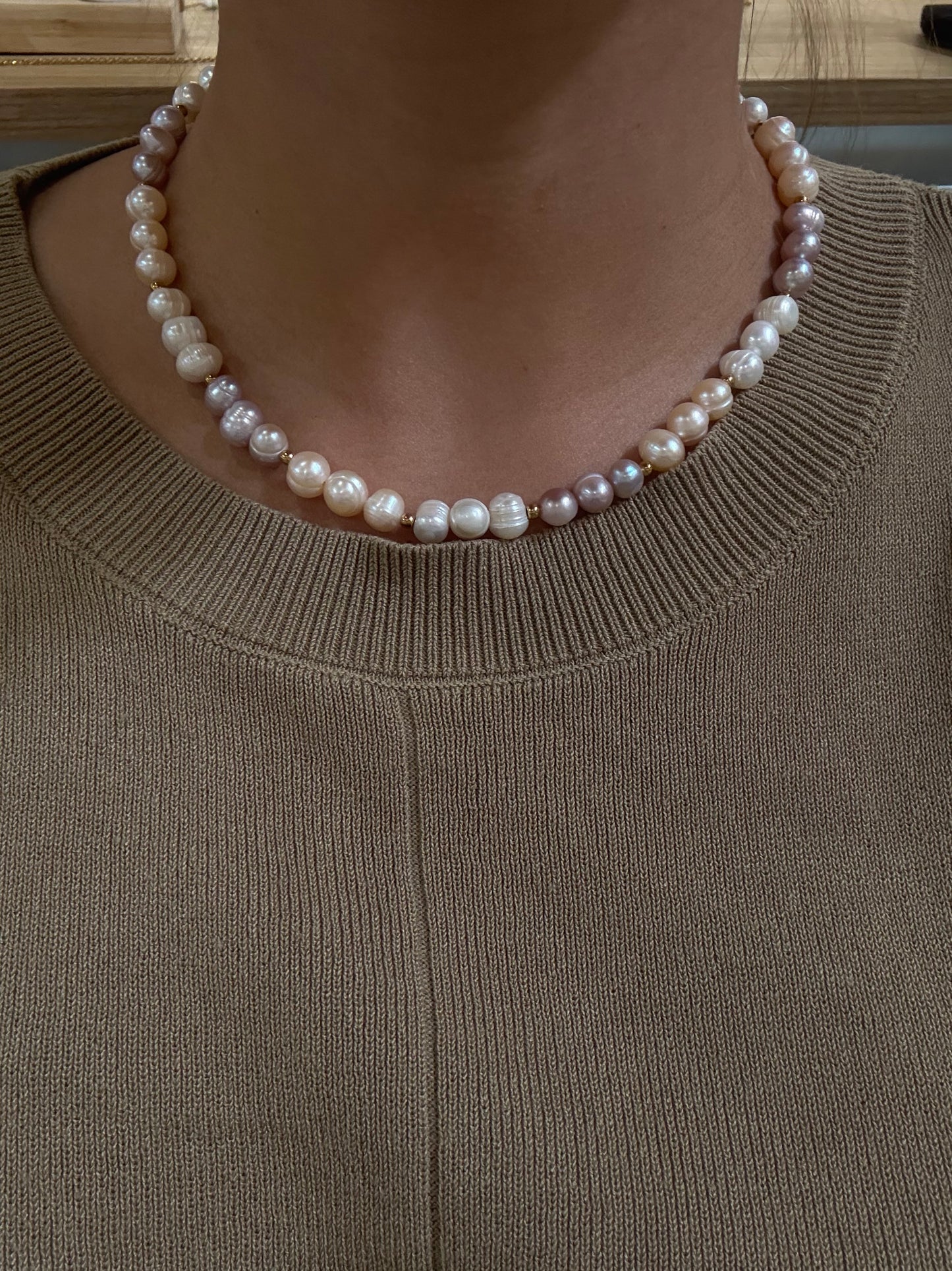 Collier perle complet tricolor