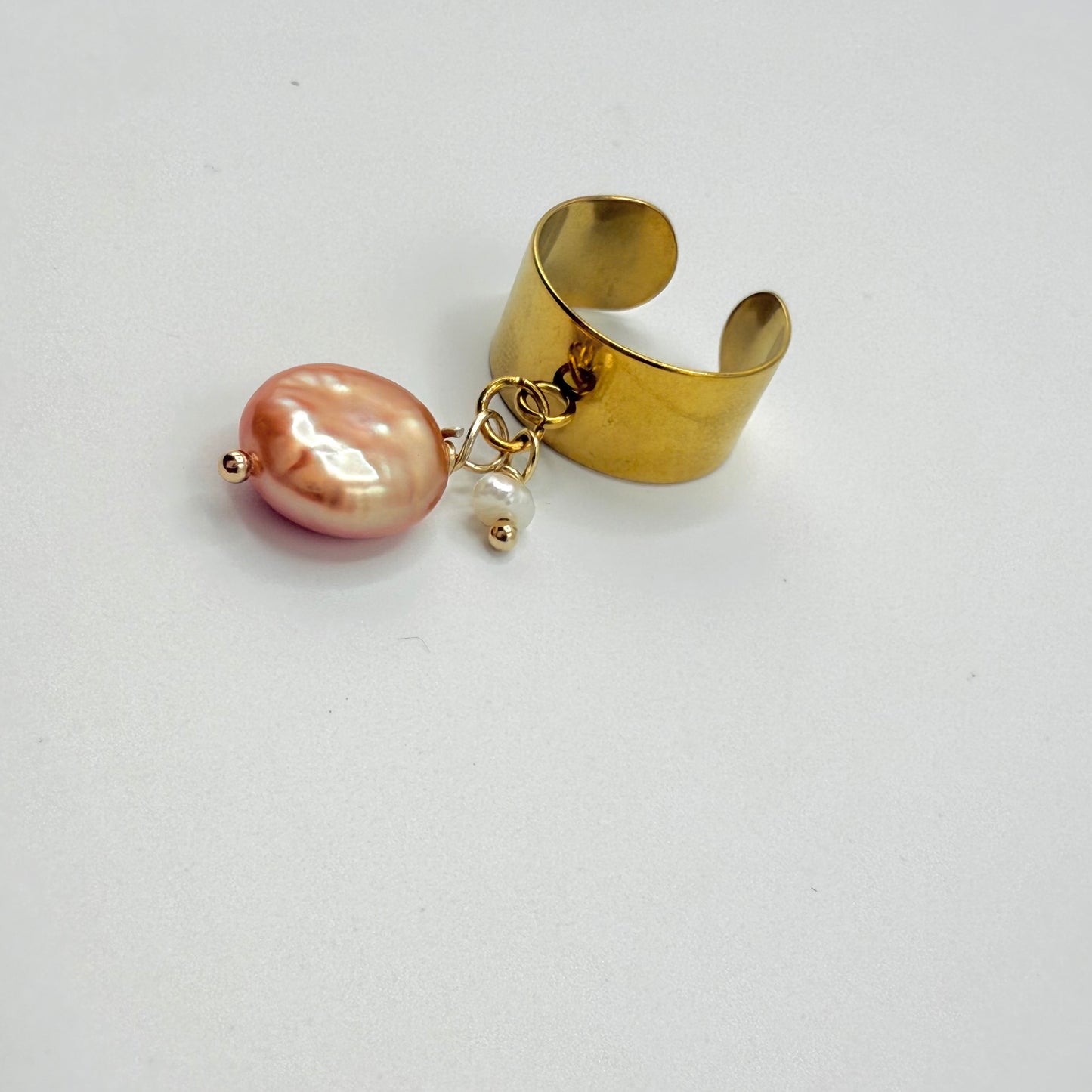 Bague fine perle plate rose