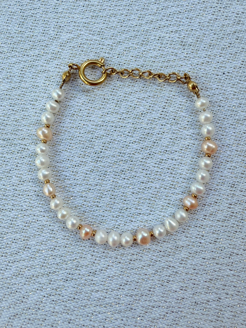 Bracelet complet perle rose et blanche