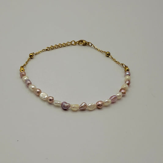 Bracelet perle blanche et Lila