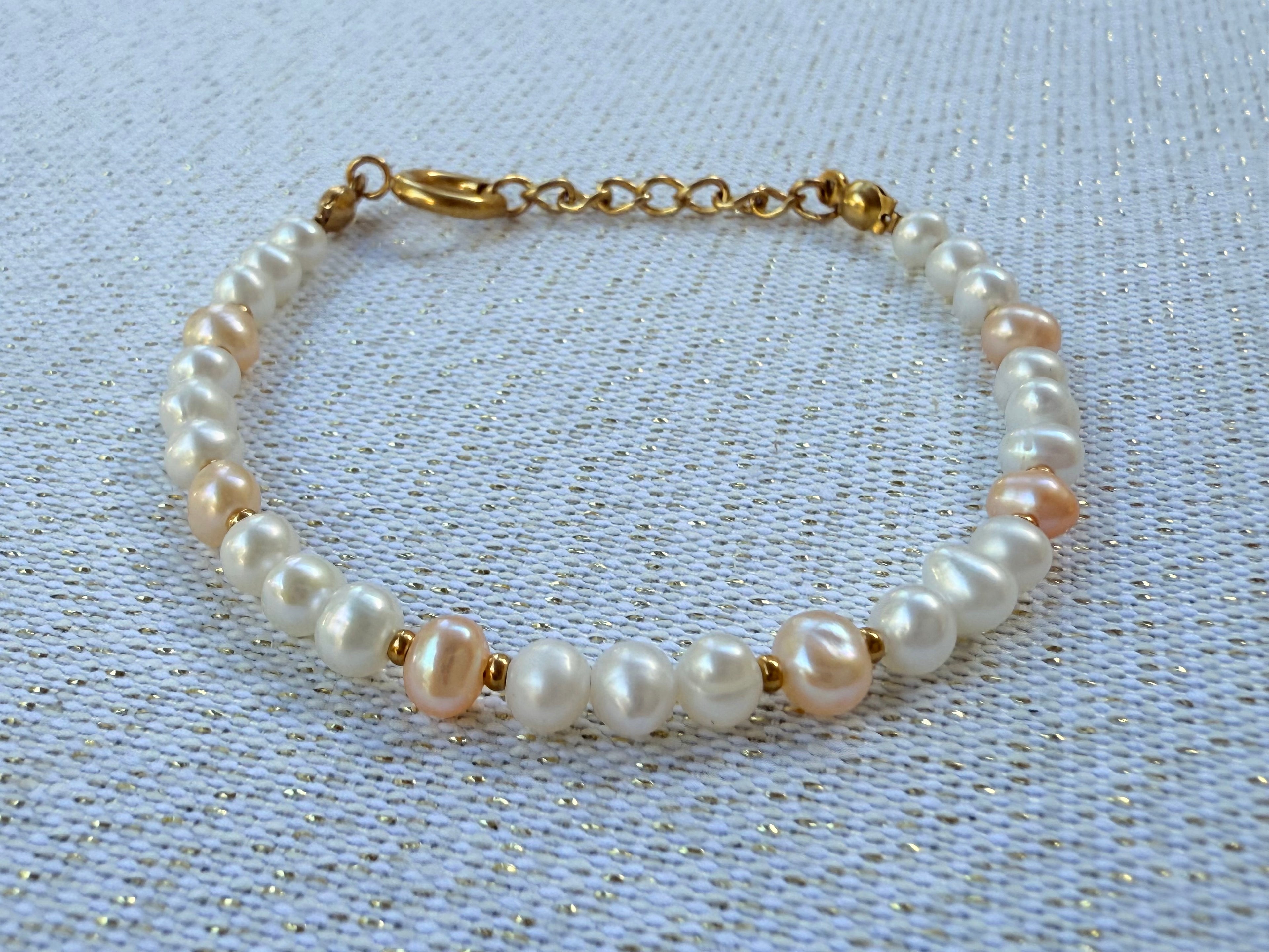 Bracelet complet perle rose et blanche