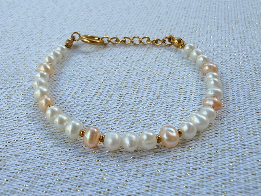 Bracelet complet perle rose et blanche