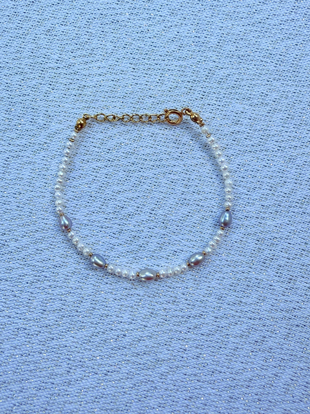 Bracelet perle blanche & grise