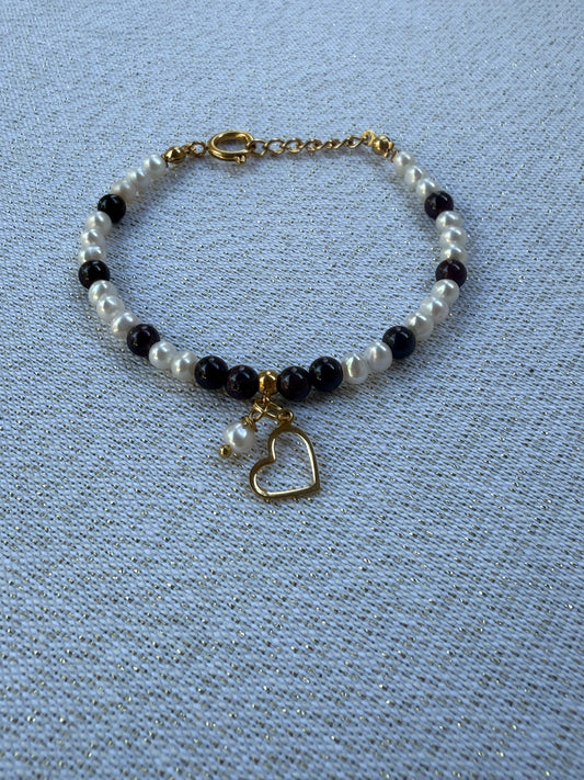 Bracelet Grenat & Perle d’eau douce