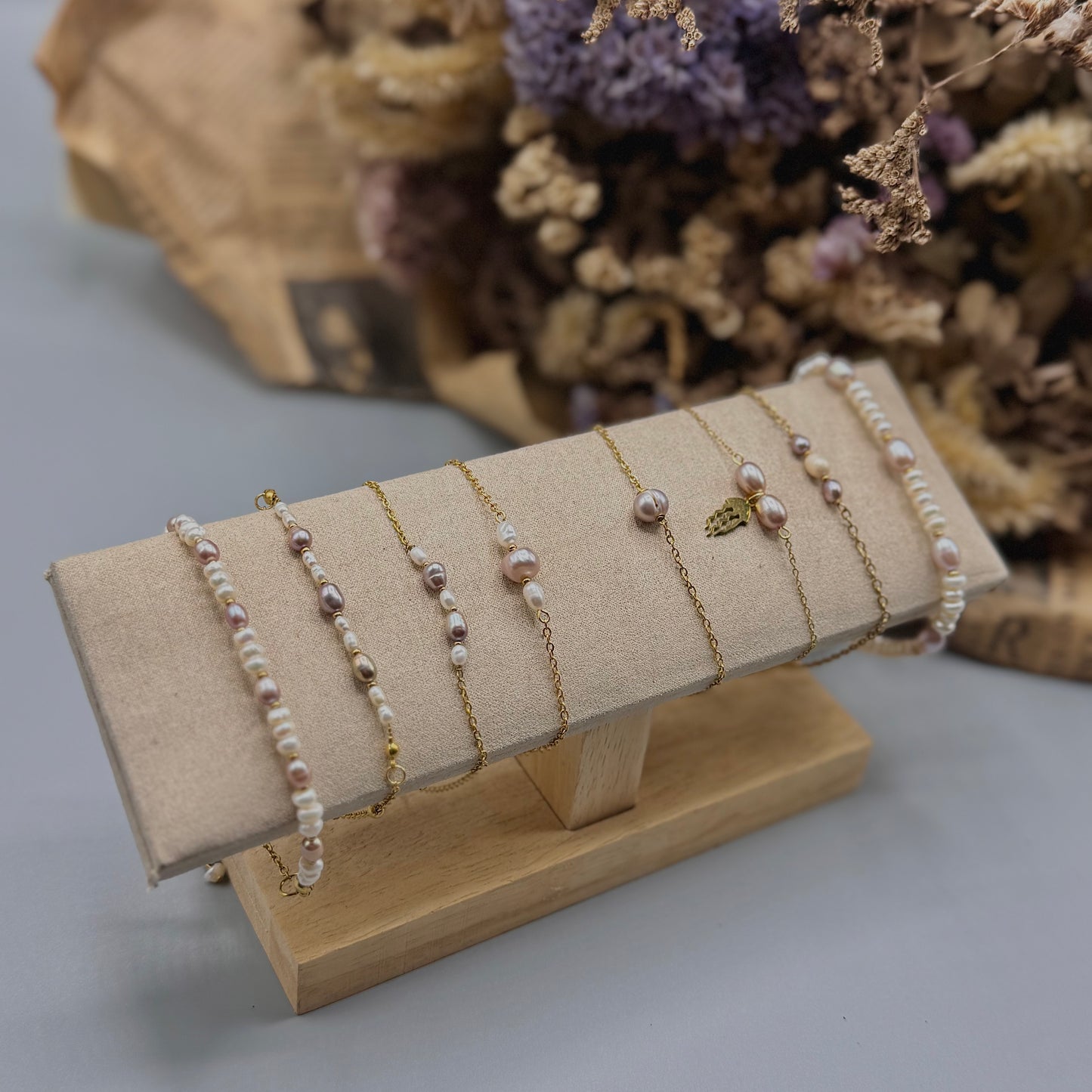 Bracelets perles lilas