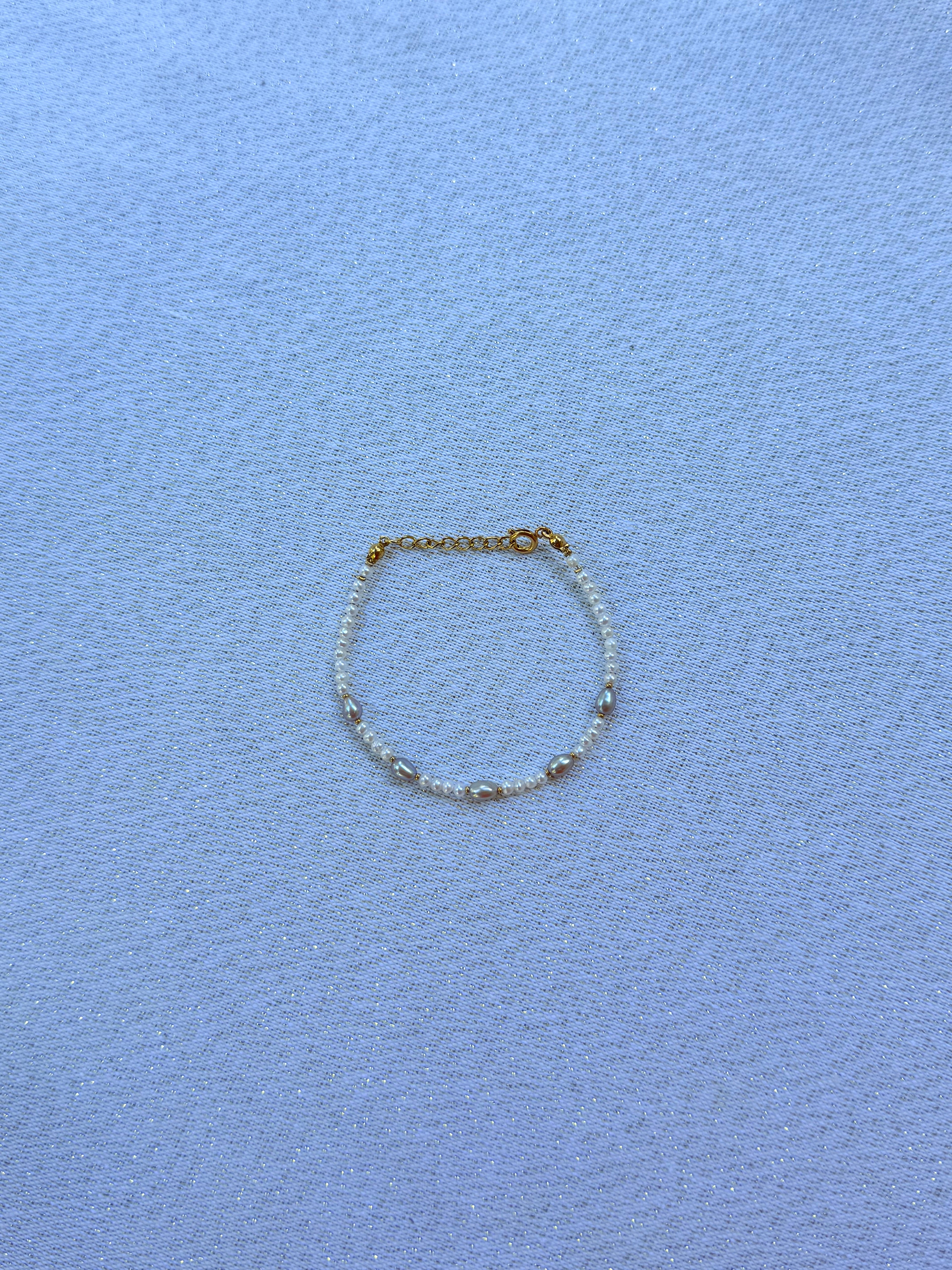 Bracelet perle blanche & grise