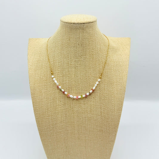 Collier “Harmonie” – Perles d’eau douce & tourmalines naturelles