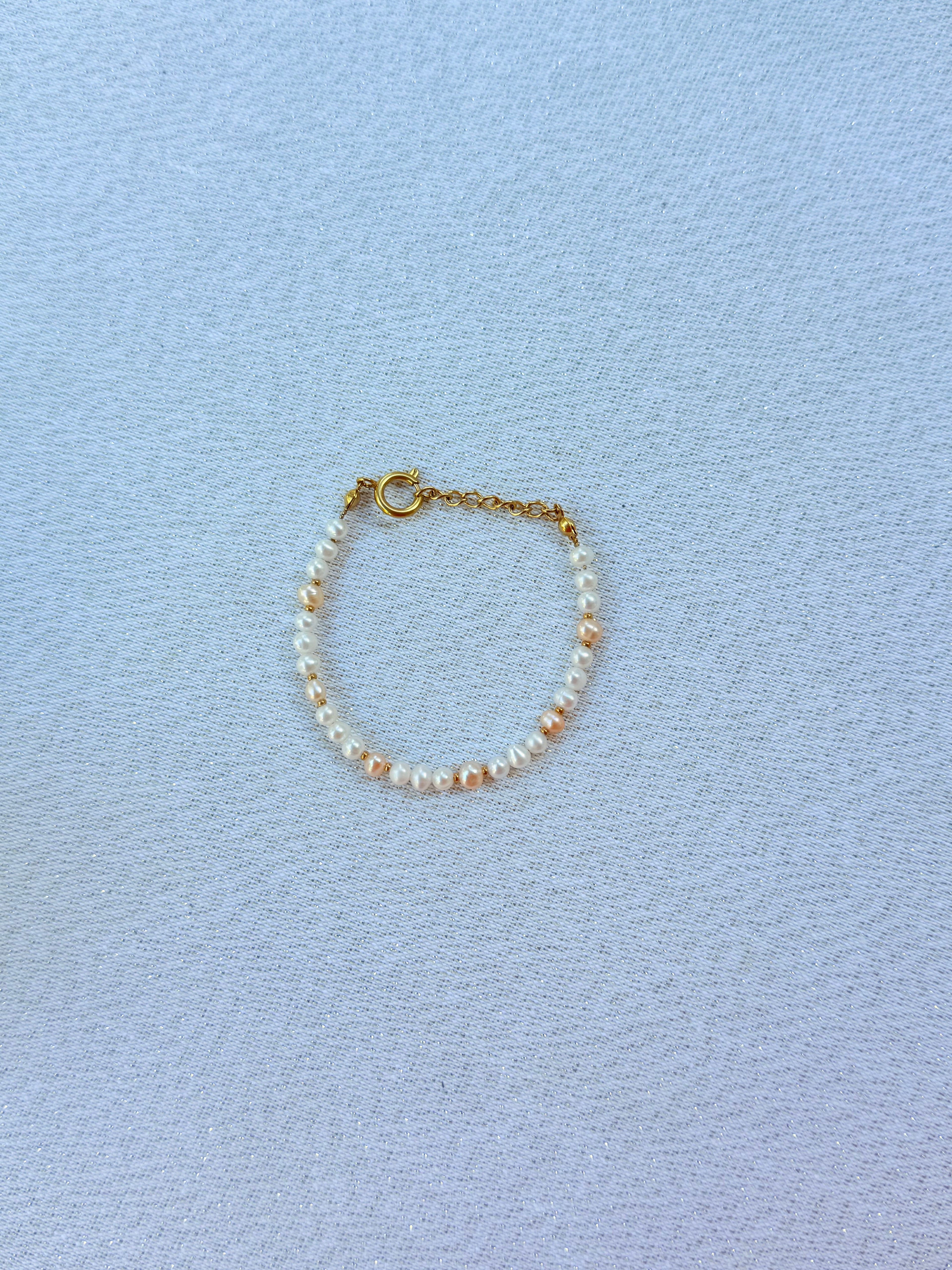 Bracelet complet perle rose et blanche