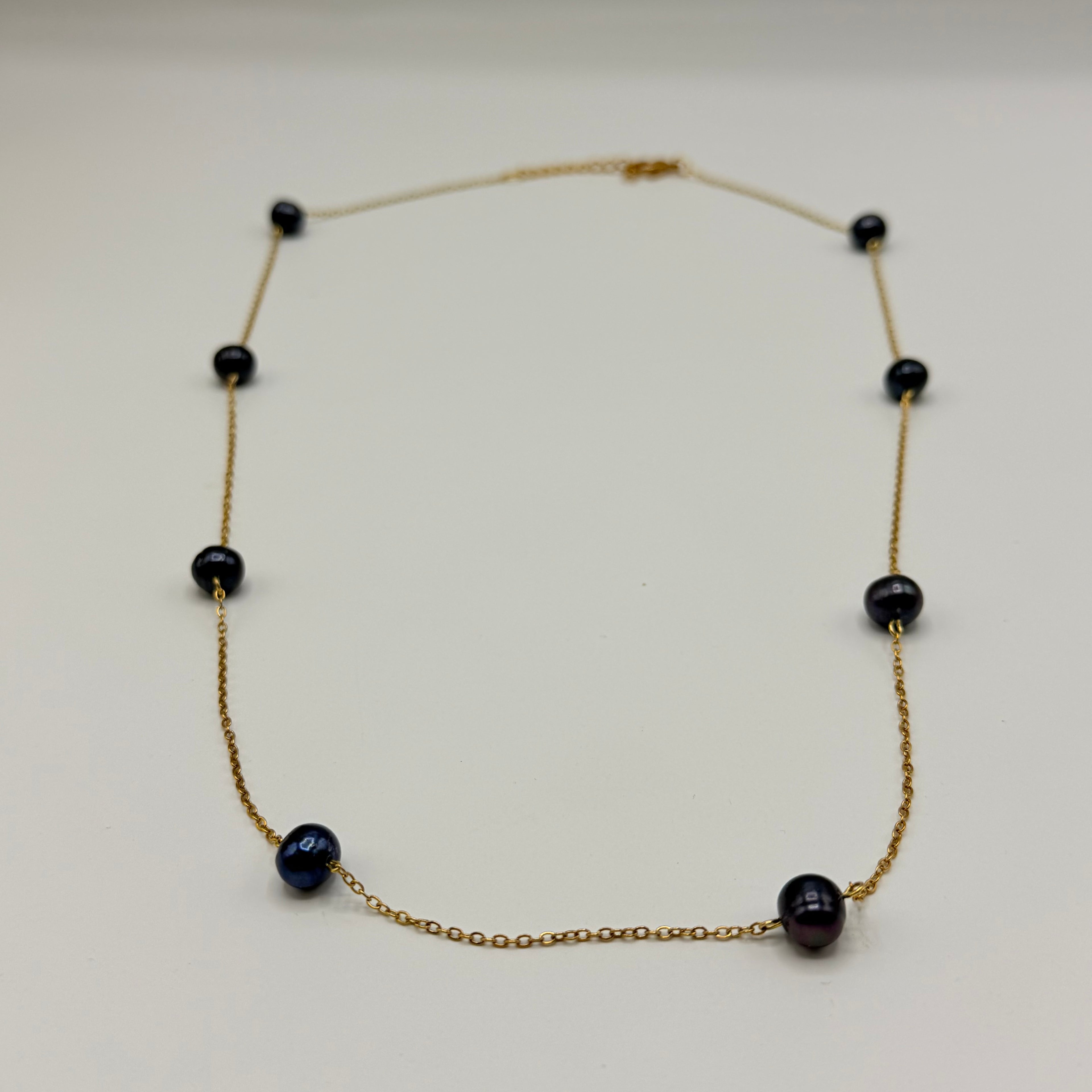 Sautoir chaîne perle noire (long)