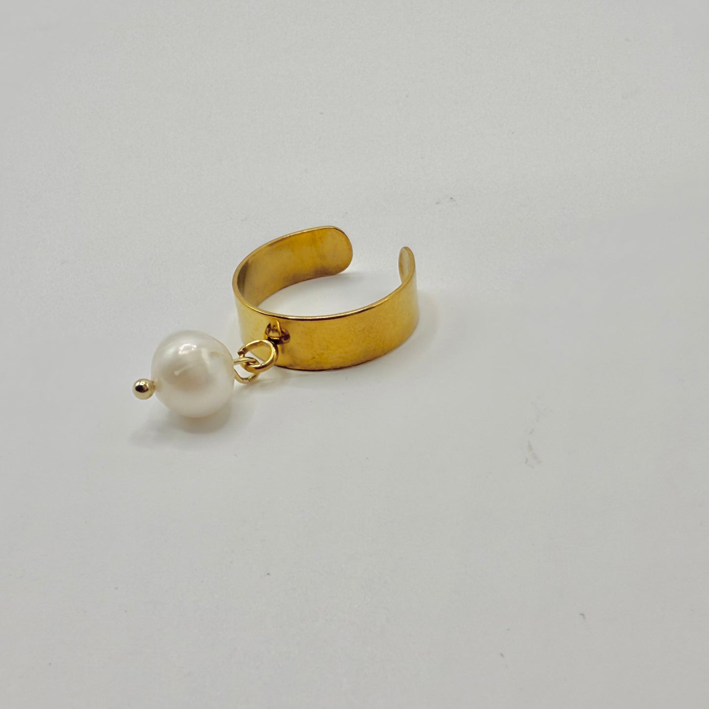 Bague fine perle blanche