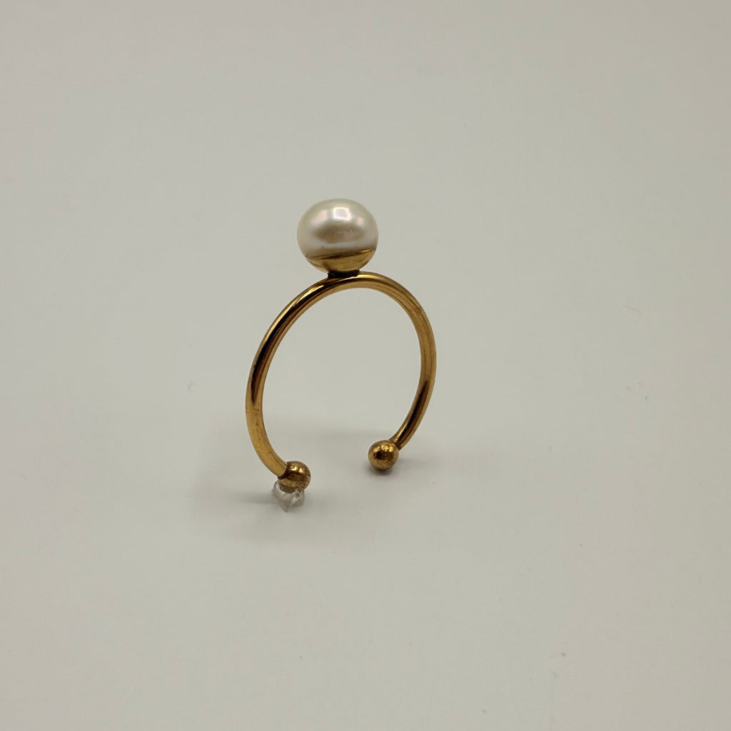 Bague simple perle blanche