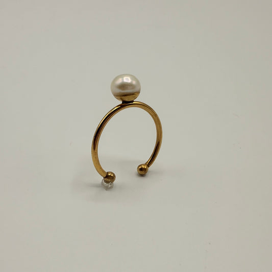 Bague simple perle blanche