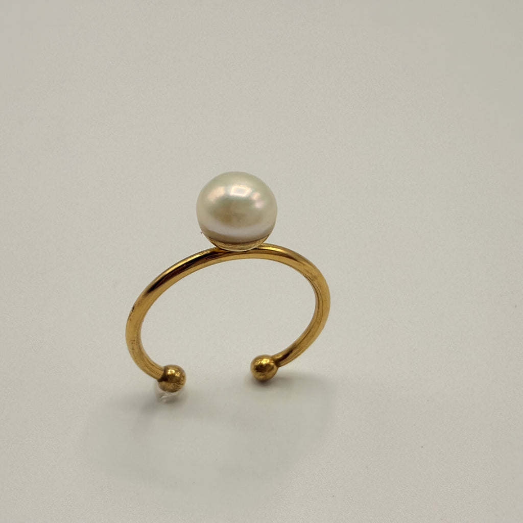 Bague simple perle blanche