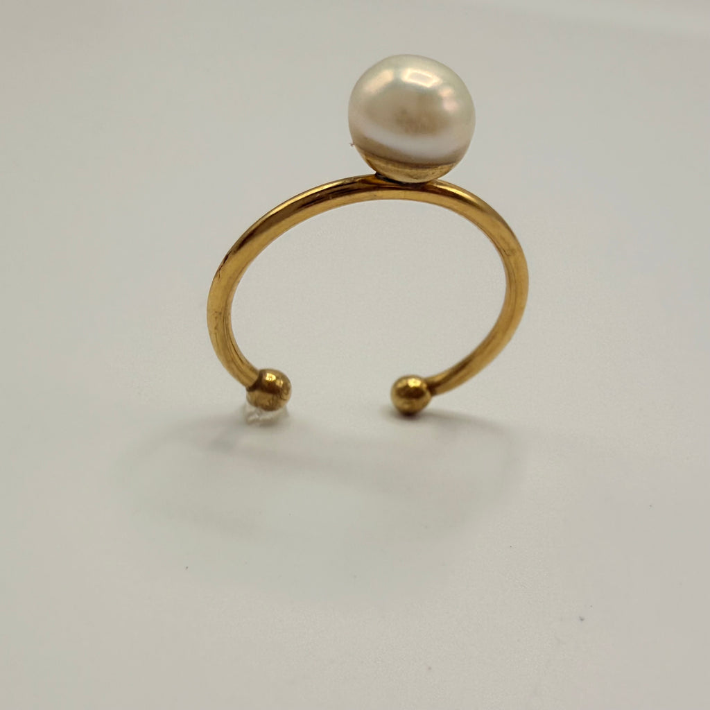 Bague simple perle blanche